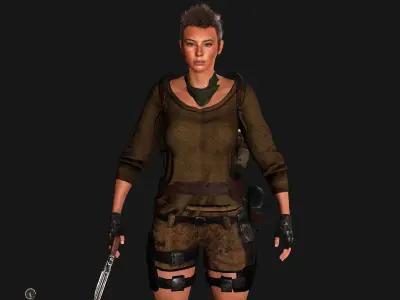 AAA 3D APOCALYPTIC FEMALE 03 - REALISTIC GAME READY CHARACTER Low-poly 3D model