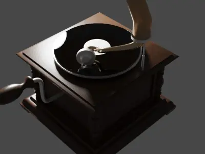 Antique Gramophone Low-poly 3D model