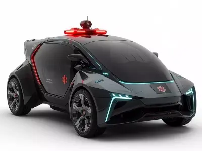 Cyberpunk Medical Response Car 3D Model Low-poly 3D model