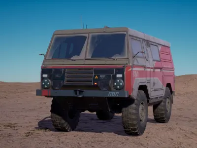 Drivable Off Road Military Vehicle Low-poly 3D model