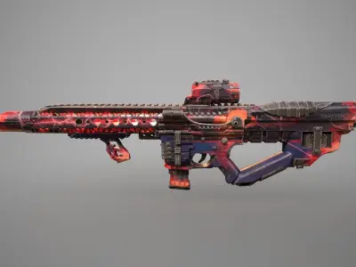 M4-HM Sniper Rifle  Sunrise Low-poly 3D model