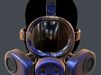 Gas mask helmet 3d model scifi Low-poly  Low-poly 3D model 59