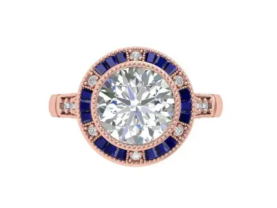Solitaire Engagement Art Deco Ring 3D print model 73