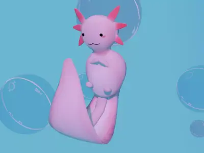 Cute low poly Axolotl Low-poly 3D model