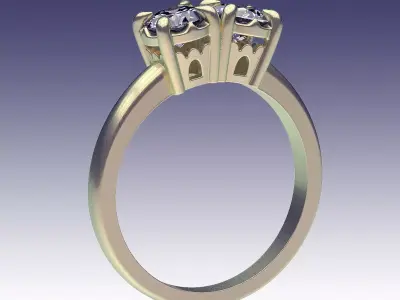Ring Couple Gems 3D print model