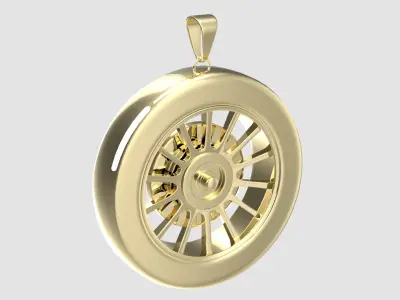Sports Car Wheel Pendant 3D model
