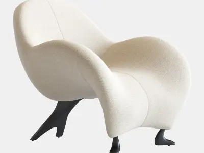 Papageno Chair by Leolux Upholstered in Boucle Fabric Monza 00 3D model