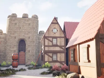 Walled Medieval Village 3D model