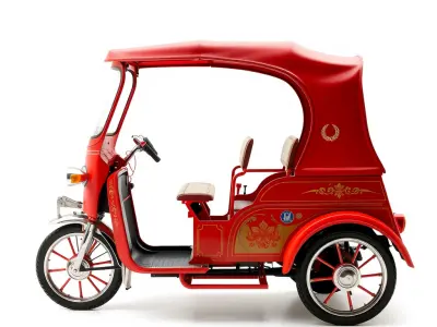 Traditional Rickshaw D Model Pack for Realistic Renders Low-poly 3D model