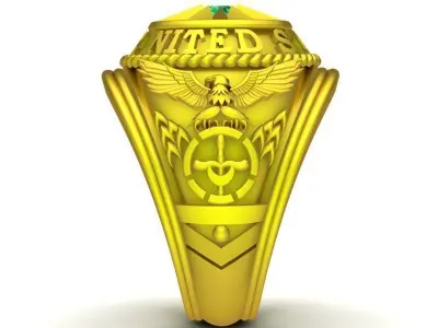 Military United Emblem Signet Ring for Men  443 3D print model