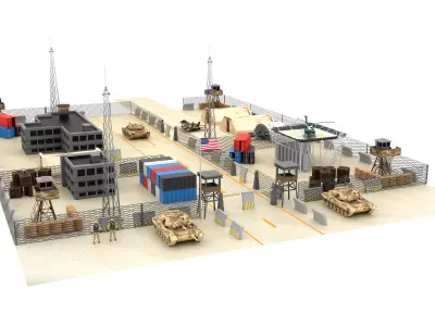 US Military Base Low-poly 3D model