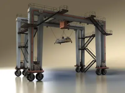 Gantry Crane Low-poly 3D model