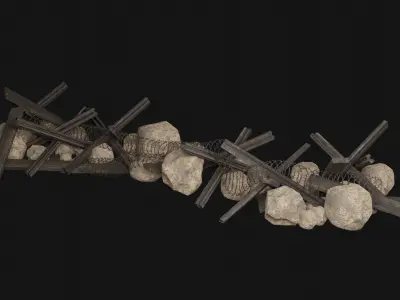 POST APO PALISADE WALL BARRIER BARRICADE FENCE FORT COLLECTION Low-poly 3D model