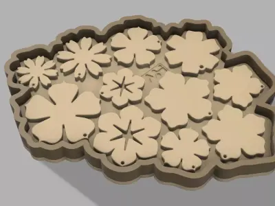 HM Flowers Jewelry Silicone Mold for Resin Casting 3D print model