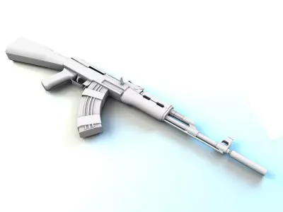 AK 47 Low-poly 3D model 5