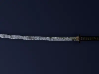 Rusted Rune Katana Low-poly 3D model