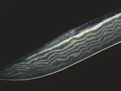 Survival Bowie Knife - Stag Crown Antler Handle Damascus Options Low-poly 3D model