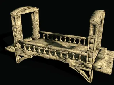 old ancient stone bridge lowpoly printable 3D model