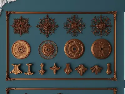 Classical Architectural Ornament  Column Collection Low-poly 3D model