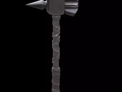 War Hammer Flanged Head Low-poly 3D model