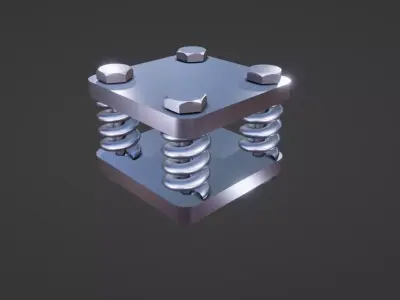  Base Plate Spring Bolt  Low-poly 3D model