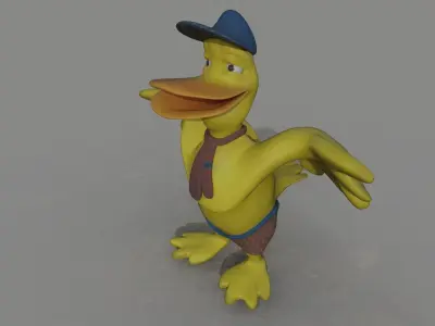 Ducky the Duck Cartoon Model Low-poly 3D model