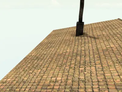 Old High-Quality 3D Colonial House Low-poly 3D model 6