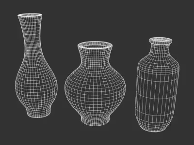  Three Vase Models, Rustic Brown 