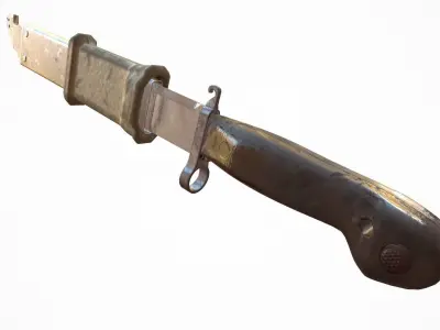 Russian AK Bayonet and Sheath Low-poly 3D model
