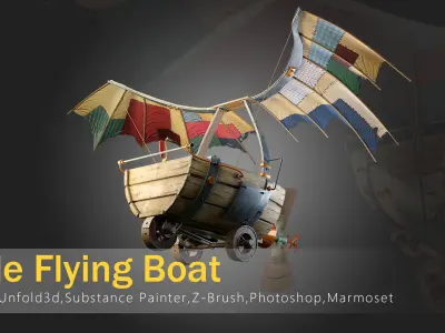 Little Flying Boat-Tutorial and asset Low-poly 3D model