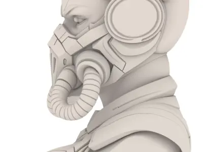 Futuristic Sci Fi Masked Bust 3D print model