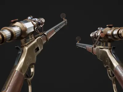 Winchester 1866 sniper rifle Low-poly 3D model