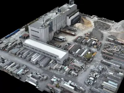 factory building industrial terrain storage drone photogrammetry 3D model