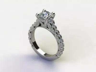 10026 diamond engagement ring 3D print model