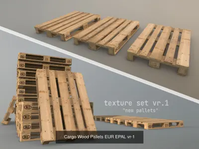 Cargo Wood Pallets EUR EPAL 3D Model Collection