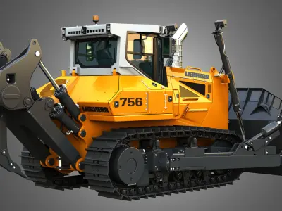 850L LGP - PR756 Mining Crawler Dozers  2 in 1 3D Model Pack