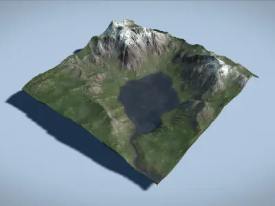 Mountain Lake with Summer and Winter Textures 3D model