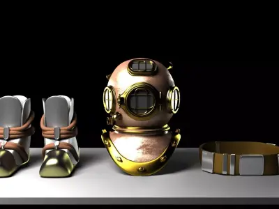 Diver Suit Parts antique Free 3D model