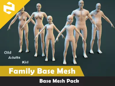 Base Mesh Pack - Family Base Mesh Low-poly 3D model