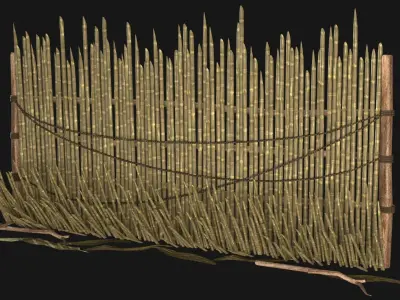 JUNGLE SWAMP PALISADE TRAP WALLS BARRIER BARRICADE COLLECTION Low-poly 3D model