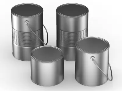 4 Painting Cans Collection 3D model