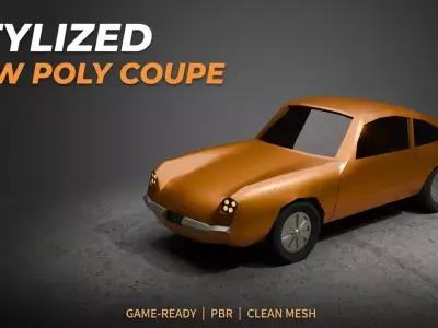 Stylized Low-Poly Vintage Car Antique Vehicle Game ready FBX OBJ Low-poly 3D model