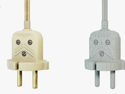 Electrical Plug Type C Old Low-poly 3D model