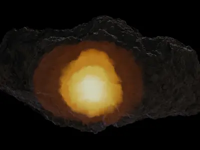 Asteroid being smelted Low-poly 3D model