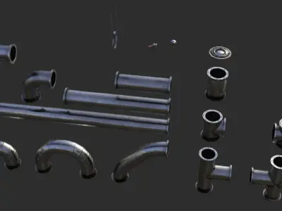 Clean Metal Pipes Low-poly 3D model
