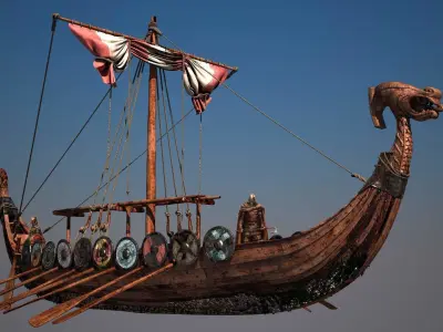 Viking Longboat Full Version 3D model
