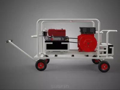 DIESEL AUTOMATIC ELECTRIC MOTOR STARTER DYNAMO FLYWHEEL GENSET 3D model