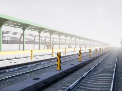 NYC Subway Car and Station PBR Low-poly 3D model