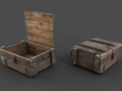 Wooden Crate Low-poly 3D model 11