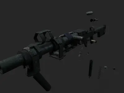 Homemade rifle on bolon CO2 Low-poly 3D model